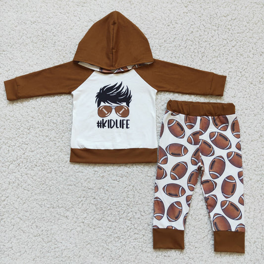 Promotion 6 A4-12 Baby Boy Football Hoodie Pants Outfit