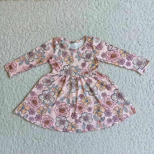 Promotion 6 A4-18 Baby Girl Floral Long Sleeves Twirl Dress