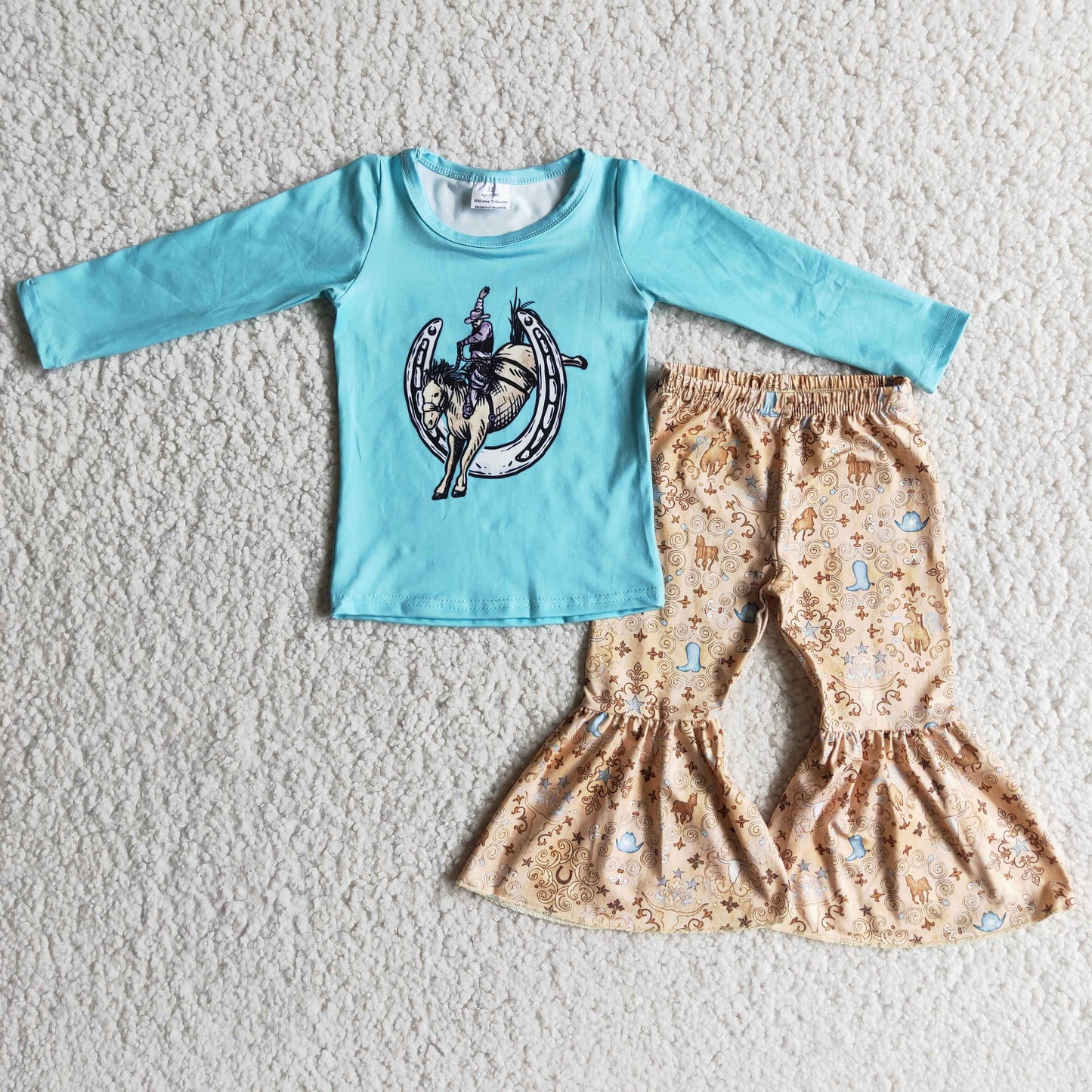 Promotion 6 A4-3 Baby Girl Horse Bell Pants Western Outfit