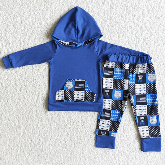 Promotion 6 A5-11 Baby Boy Long Sleeves Blue Hoodie Pants Outfit