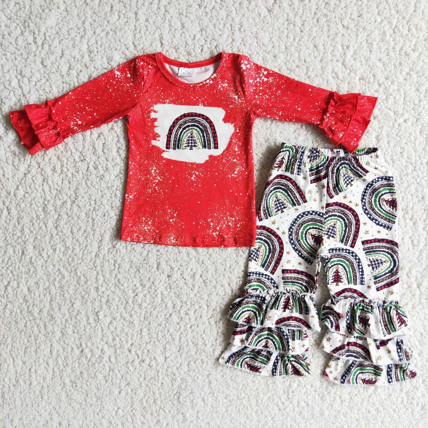 Promotion Baby Girl Christmas Tree Ruffle Pants Outfit