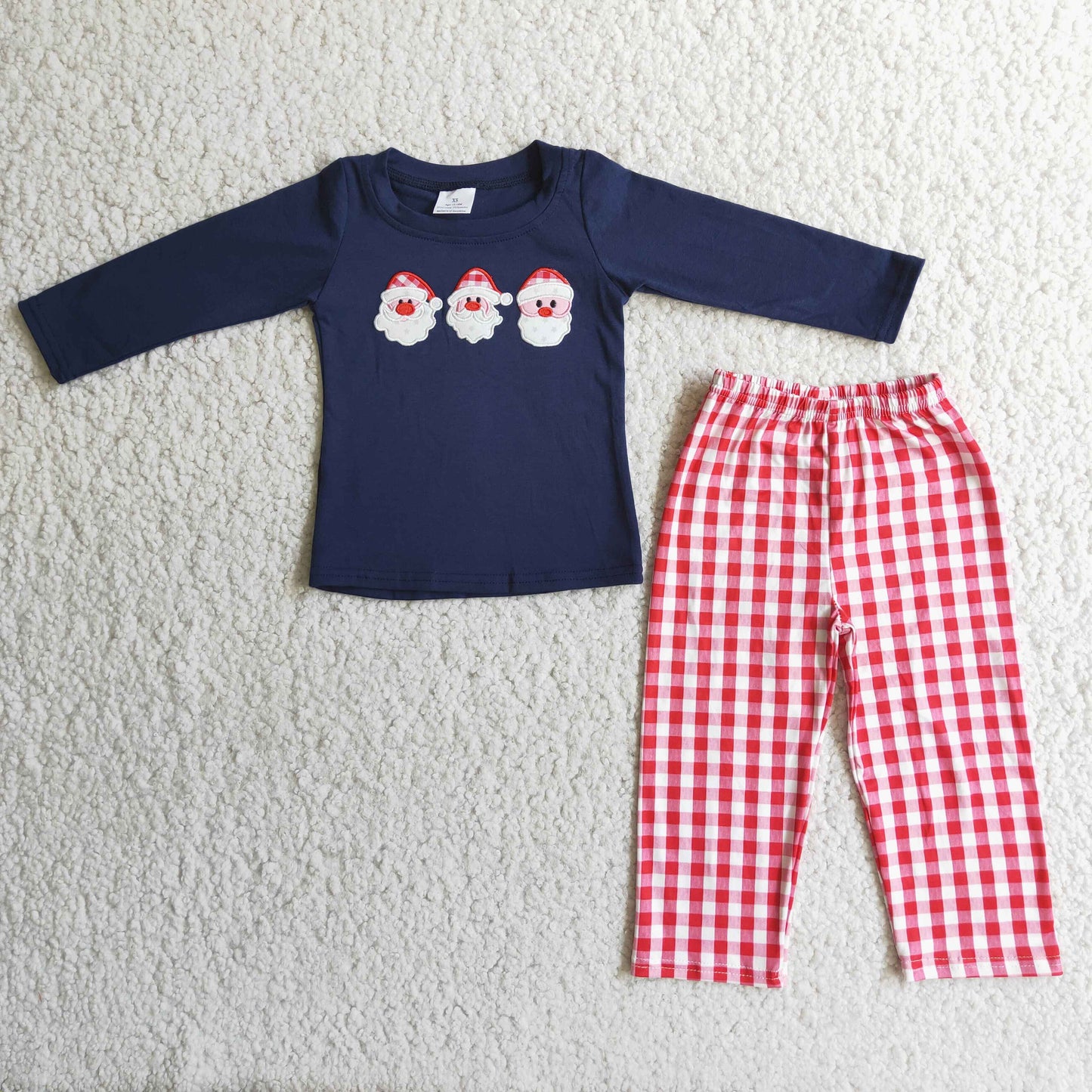 Promotion 6 A6-27 Baby Boy Christmas Embroidery Santa Pajamas Set