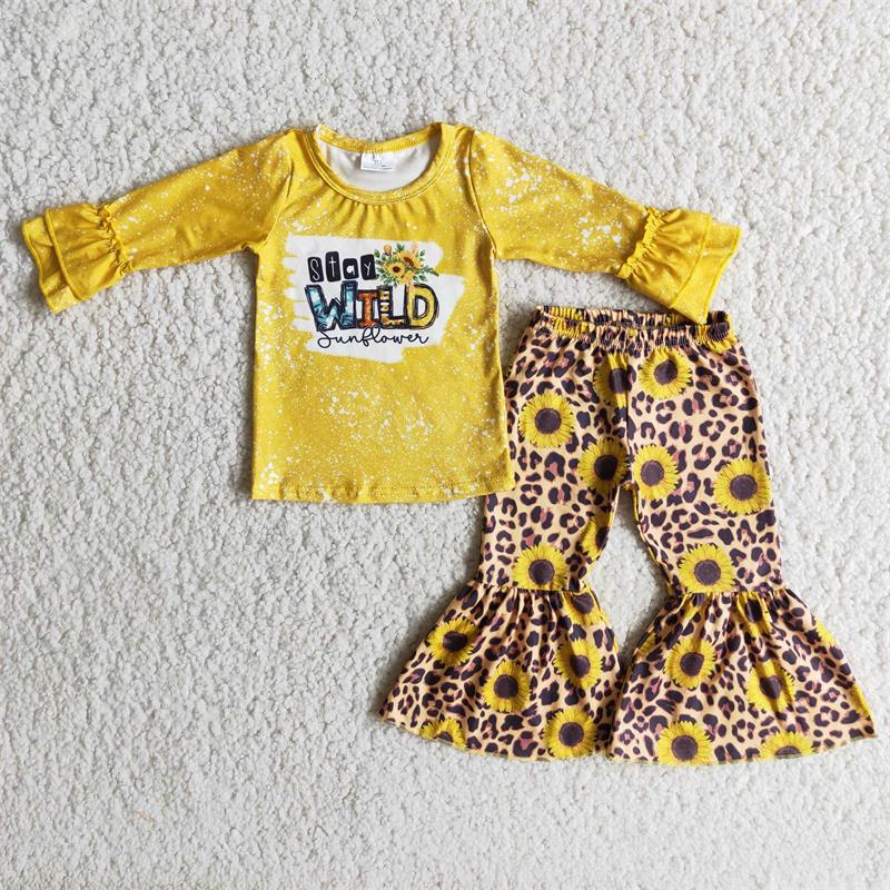 Promotion Baby Girl Kids Stay Wild Sunflower Outfit