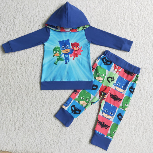 Promotion 6 A9-19 Baby Boy Blue Hoodie Cartoon Pants Outfit