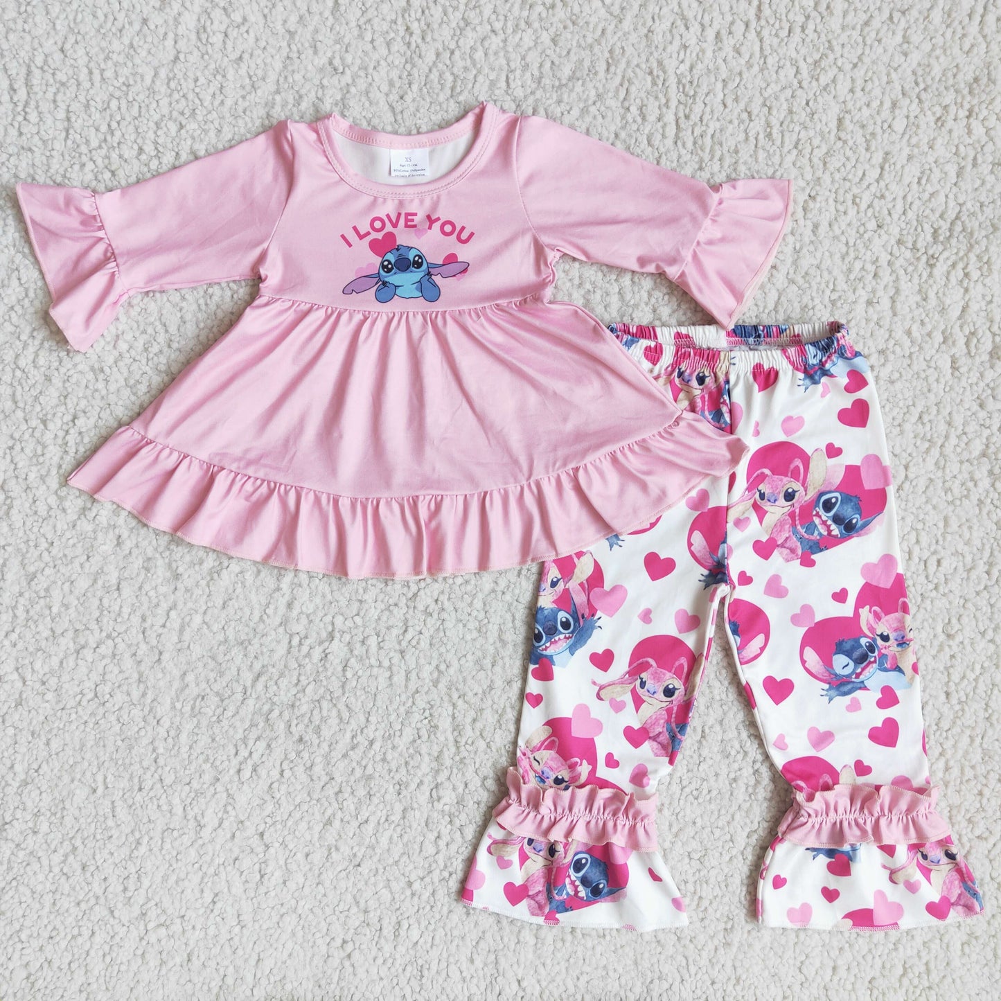 Promotion Baby Girls Valentine's Day Cartoon Pink Set RTS