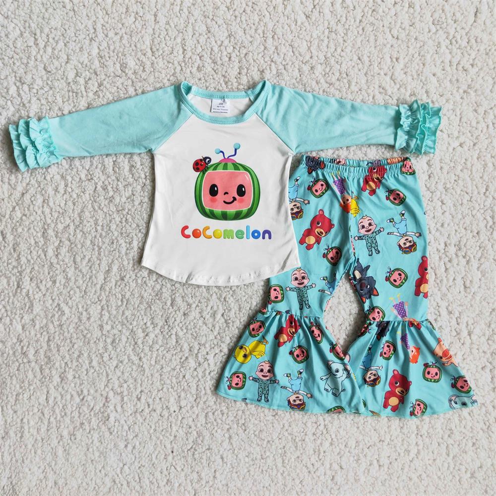 Promotion Baby Girl Long Sleeves Melon Bell Pants Outfit