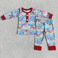 Promotion Baby Boy Long Sleeves Christmas Dog Shirt Pants Pajamas Blue Set