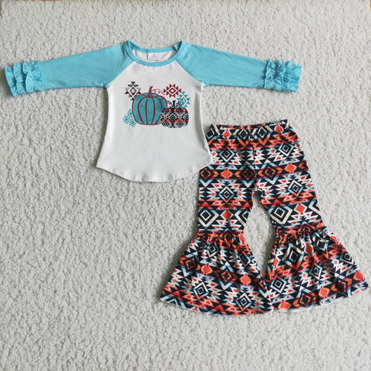 Promotion Baby Girl Pumpkin Bell Pants Western Outfit RTS