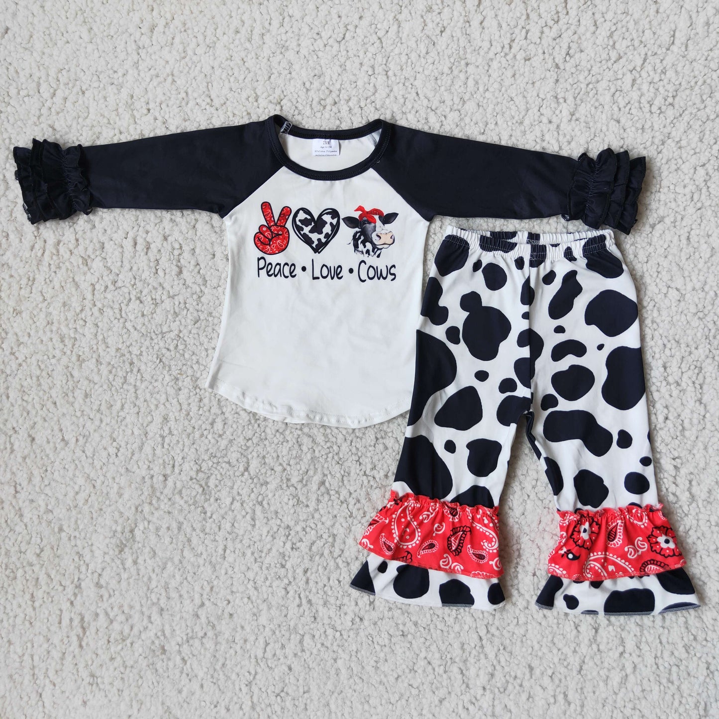 Promotion 6 B12-29 Baby Girl Cow Print Western Set