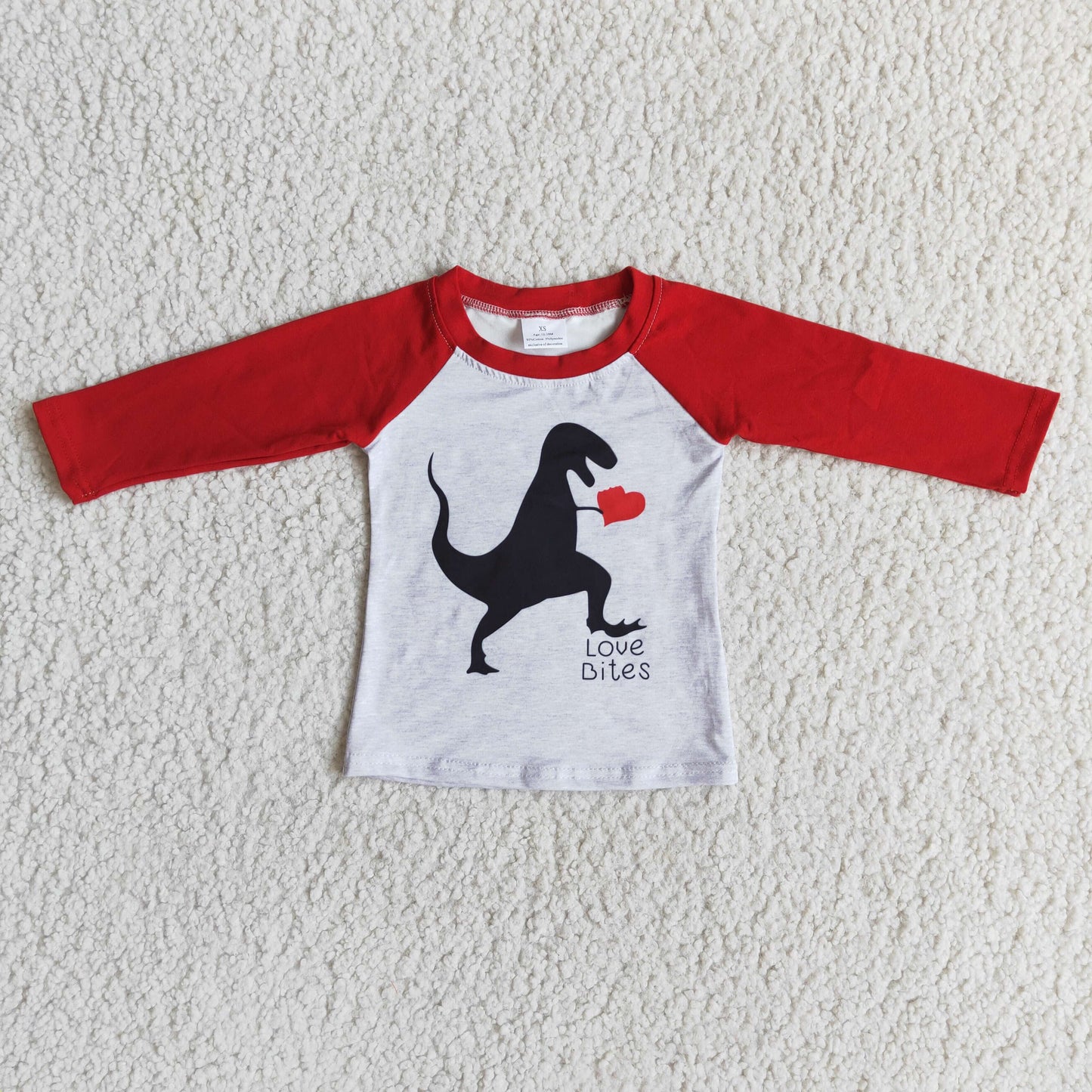 Promotion  Baby Boy Dino Valentine's Red Long Sleeves Shirt RTS