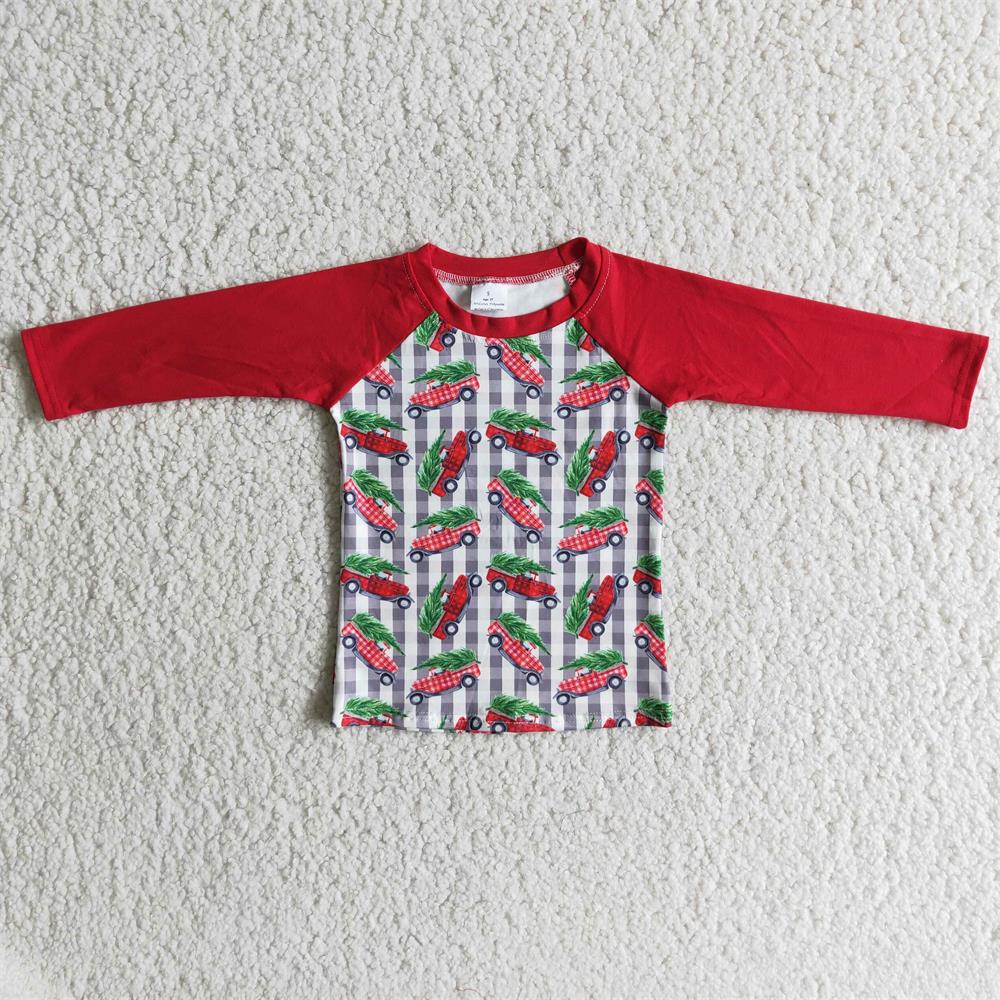 Promotion 6 B2-11 Baby Boy Christmas Tree Truck Tops Shirt