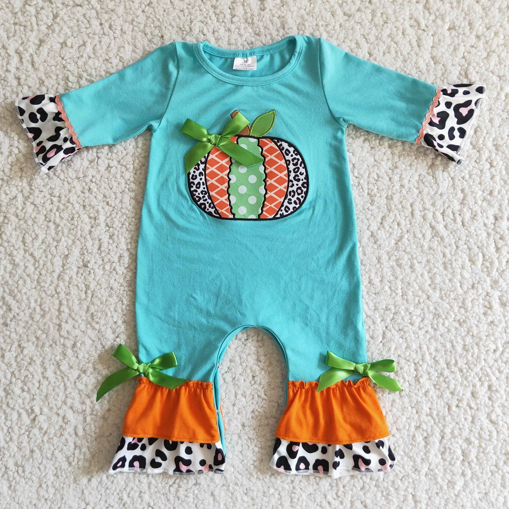 Promotion 6 B2-19 Baby Girl Embroidery Pumpkin Fall Romper