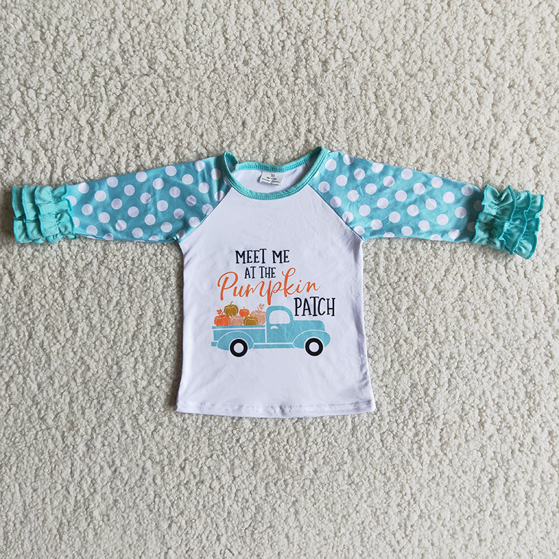 Promotion 6 B2-36 Baby Girl Pumpkin Truck Tops Shirt