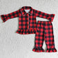 Sibling Baby Boys Girls Long Sleeves Checked Buttons Shirt Pants Christmas Pajamas Sets RTS