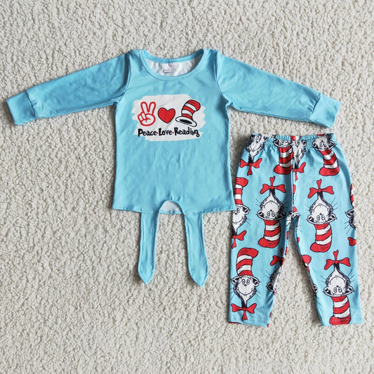 Promotion 6 B2-8 Baby Girl Long Sleeve Leggings Kids Blue Outfit