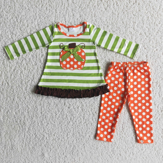 Promotion 6 B4-3 Baby Girl Embroidery Pumpkin Pants Fall Outfit