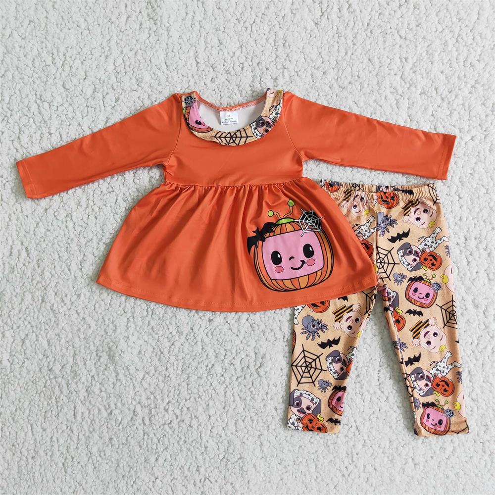 Promotion Halloween Baby Girl Long Sleeves Melon Bell Pants Outfit