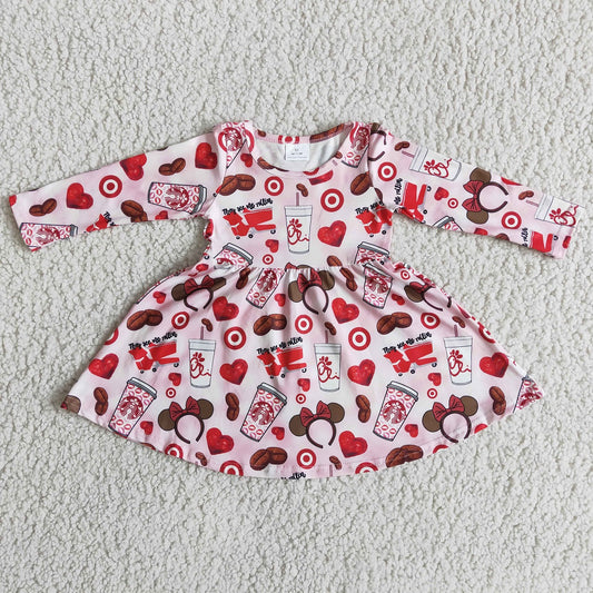 Promotion 6 B5-14 Baby Girl Heart Cartoon Twirl Dress