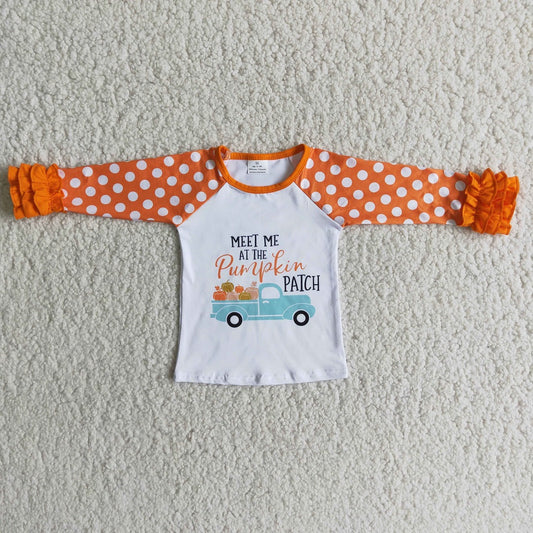 Promotion 6 B6-31 Baby Girl Pumpkin Truck Orange Tops Shirt