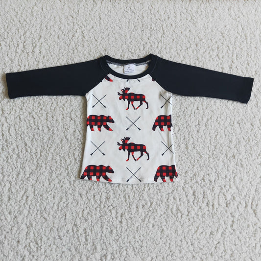 Promotion Baby Boy Long Sleeves Christmas Deer Tops Shirt RTS