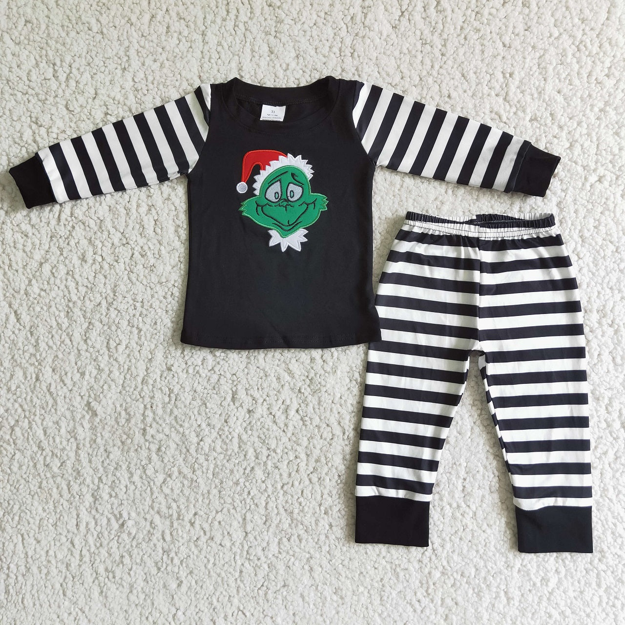 Promotion 6 B7-17 Baby Boy Embroidery Long Sleeves Pants Christmas Face Outfit Pajamas