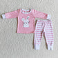 Baby Boy Girl Long Sleeves Easter Rabbits Shirt Pants Sibling Pajamas Set