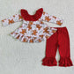 Promotion 6 B8-5 Baby Girl Christmas Gingerbread Tunic Red Ruffle Pants Set