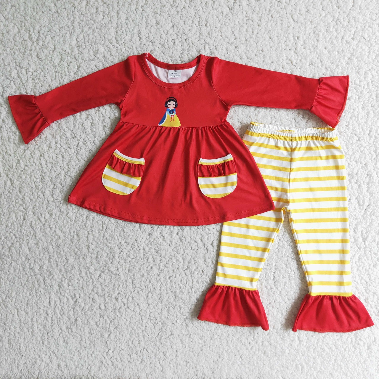 Promotion 6 C10-16 Baby Girl Princess Pocket Tops Stripes Pants Set