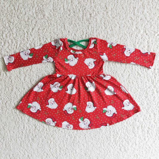 Promotion 6 C10-18 Baby Girl Christmas Santa Long Sleeves Red Twirl Dress