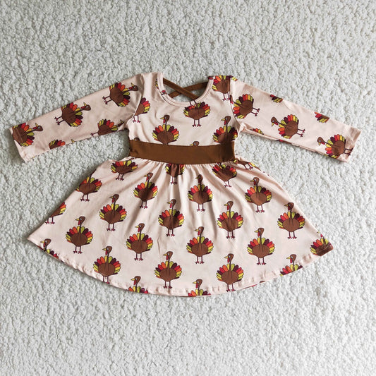 Promotion 6 C10-19 Baby Girl turkey Thanksgiving Fall Twirl Dress