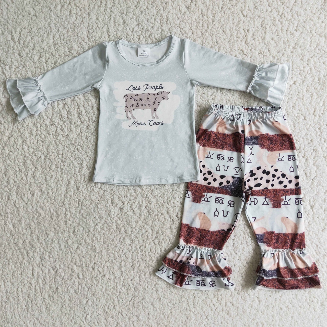 Promotion 6 C11-20 Baby Girl Western Cow Print Set