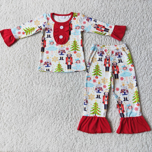 Promotion 6 C7-5 Baby Girl Christmas Soldier Shirt Pants Set Pajamas