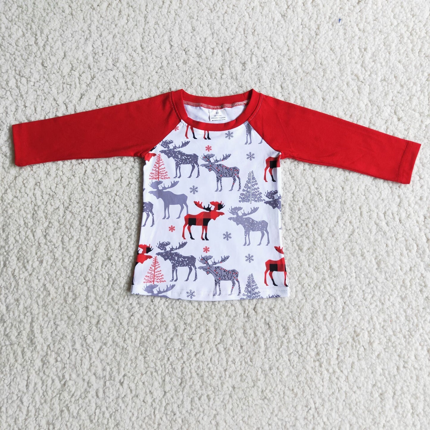 Promotion Baby Boy Red Long Sleeves Christmas Deer Shirt Tops RTS