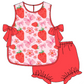 Baby Girl Strawberry Flower Bows Sibling Matching Dress Romper Clothes Set ( Moq 5 Each style )