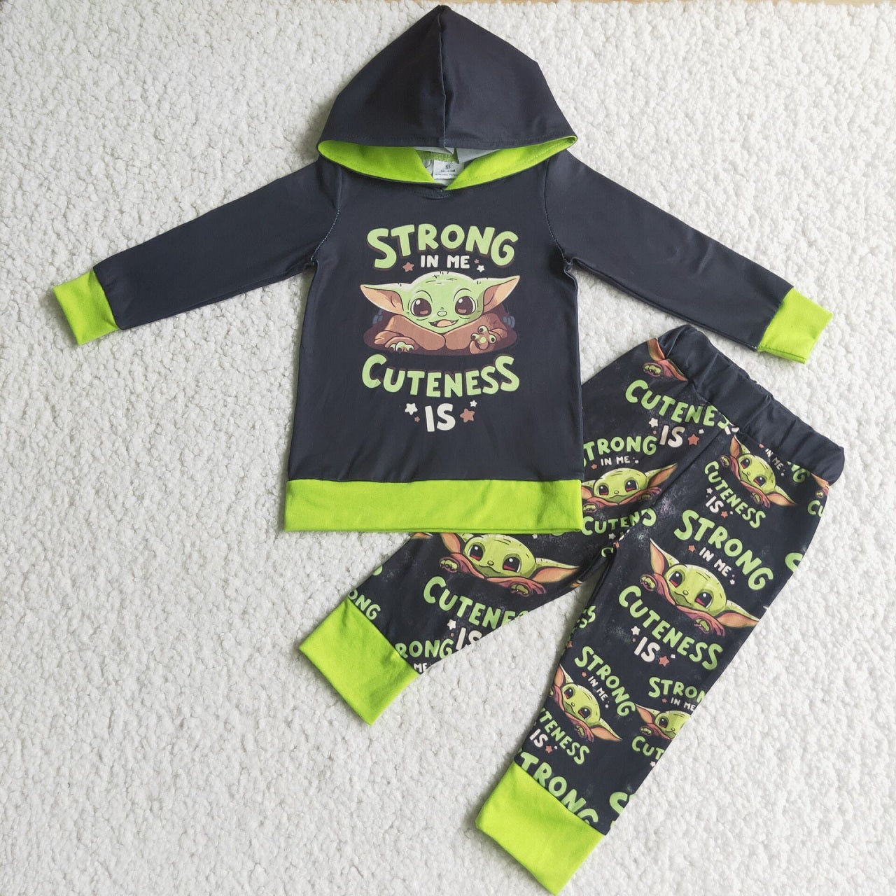 Promotion Baby Boy Long Sleeves Hoodie Shirts Cartoon Pants Outfit