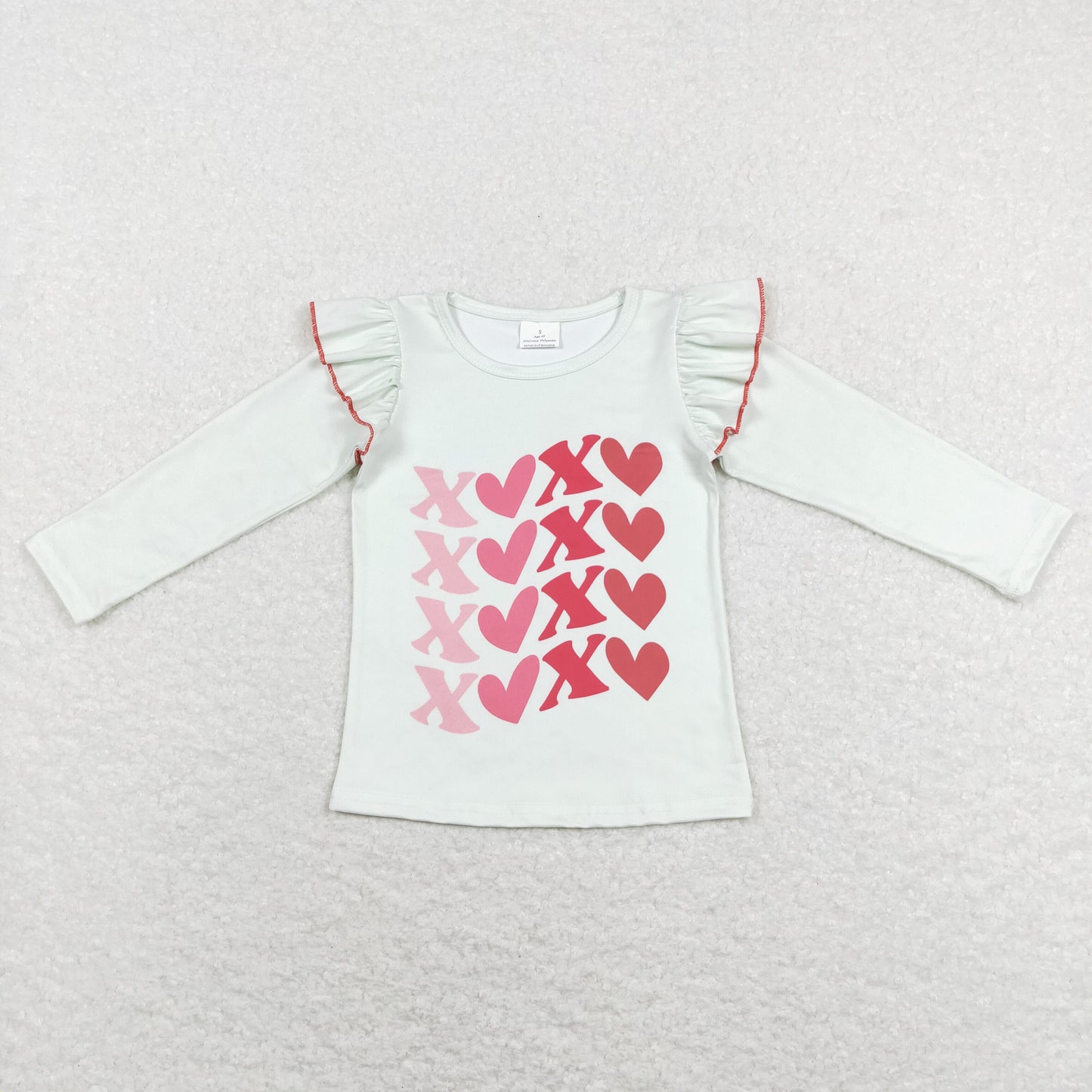 GT0441 Baby Girl Long Sleeves Valentine's Hearts Shirt