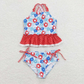 S0253 July 4th Baby Girl Sleeveless Floral Set Summer Swimsuit