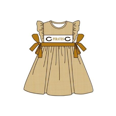 baby girl yellow checkered flutter sleeves team dress