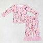 Baby Girl Nativity Christmas Pink Shirt Ruffle Pants Pajamas Set