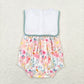 Baby Girl Embroidery I Love Mom Floral Bubble One Piece Romper
