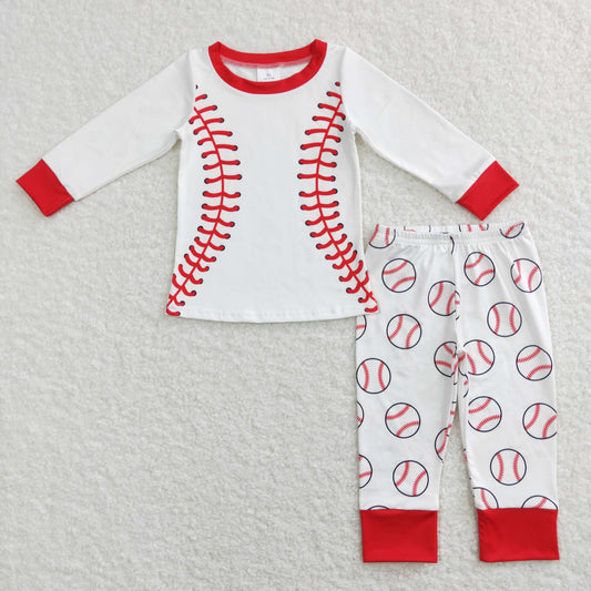 BLP0425 Baby Boy Long Sleeves White Shirt Pants Baseball Set Pajamas