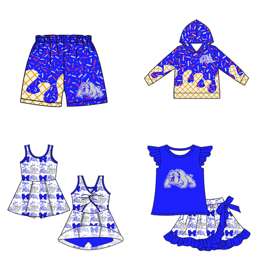 ( Moq 5 each style ) Baby Boy Girl Summer Dog Team Sibling Drip Bows Shorts Shirt Dress Set 7.17