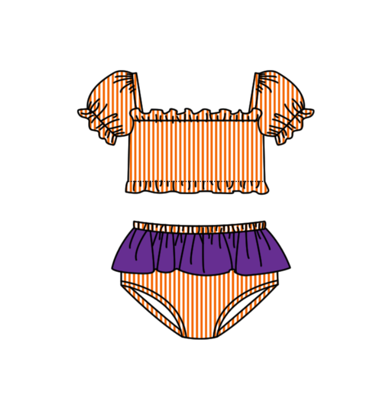 ( Moq 5 Each Style ) Baby Boys Girls Kids Team Sibling Orange Jumpsuits Sets Swimsuits