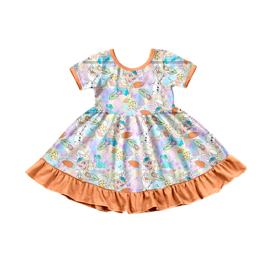 Baby Girl Toddler Short Sleeves Easter Egg Flower Princess Dress