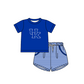 ( Moq 5 Each Style ) Baby Boys Girls Kids Blue Stripes Team Sibling Rompers Sets