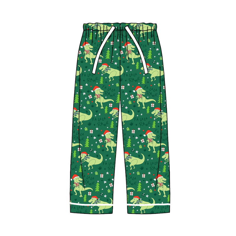 Adult Dinosaurs Christmas Green Pajamas Pants