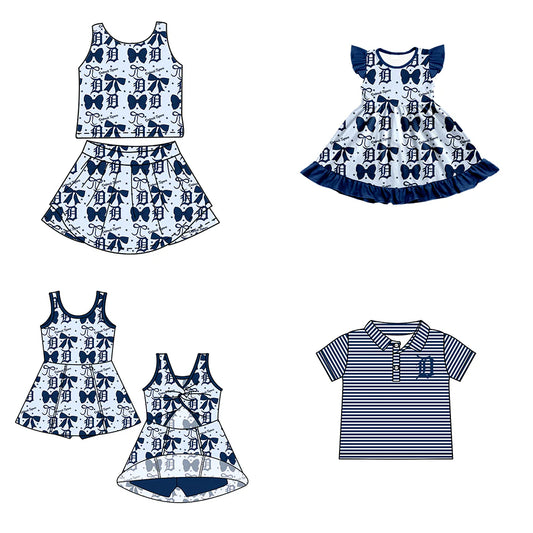 ( Moq 5 each style ) Baby Boy Girl Toddler Team Bows Sibling Shirt Dress Set 6.20