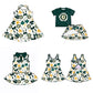 ( Moq 5 each style ) Baby Girl Team Green Orange Bows Sibling Dress Set 5.21