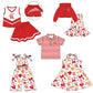 ( Moq 5 each style ) Baby Boy Girl CA Team Cheer Sibling Shirt Bows Jumpsuit Dress Set 7.29