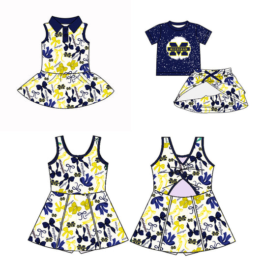 ( Moq 5 each style ) Baby Boy Girl Team M Bows Sibling Dress Set 5.10